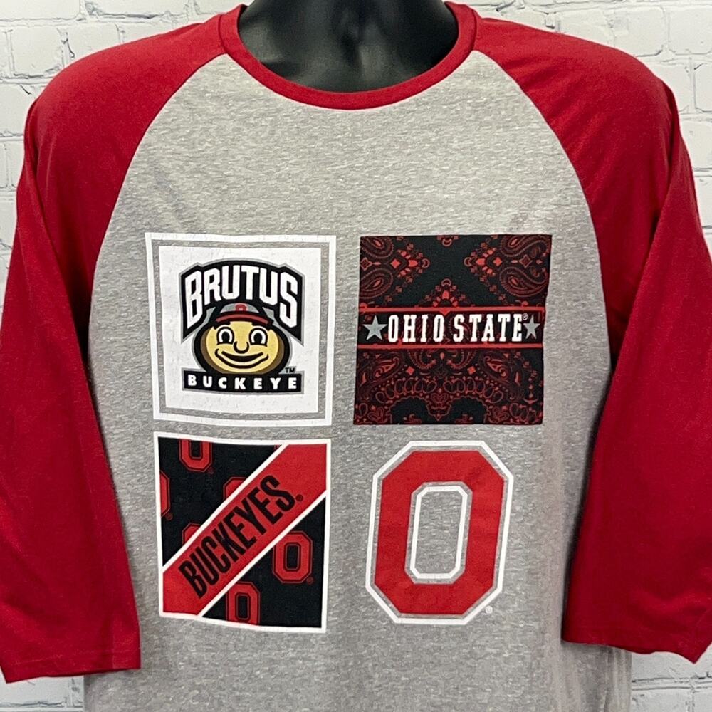 Ohio State Buckeyes Raglan T Shirt Womens XL X-Large Gray Recycled Karma
